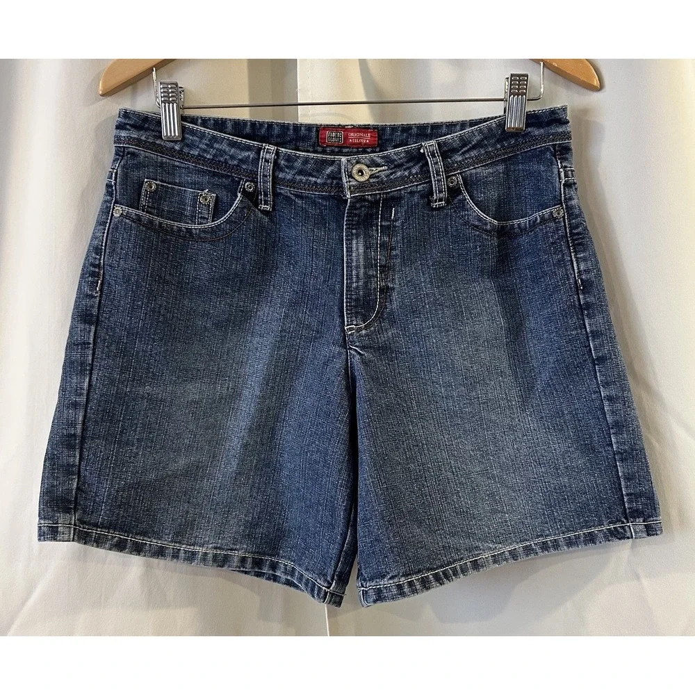 Vintage 90s Y2K‎ Faded Glory Stretch Med Wash Mid Rise Denim Shorts Size 8